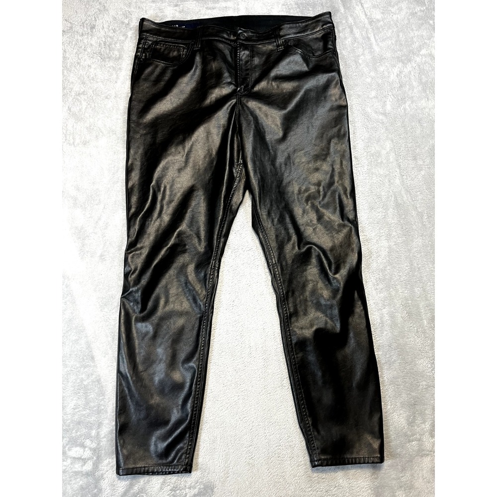 GAP  Womens High Rise Universal Vegan-Leather Legging Black Pants 18/34 R773683
